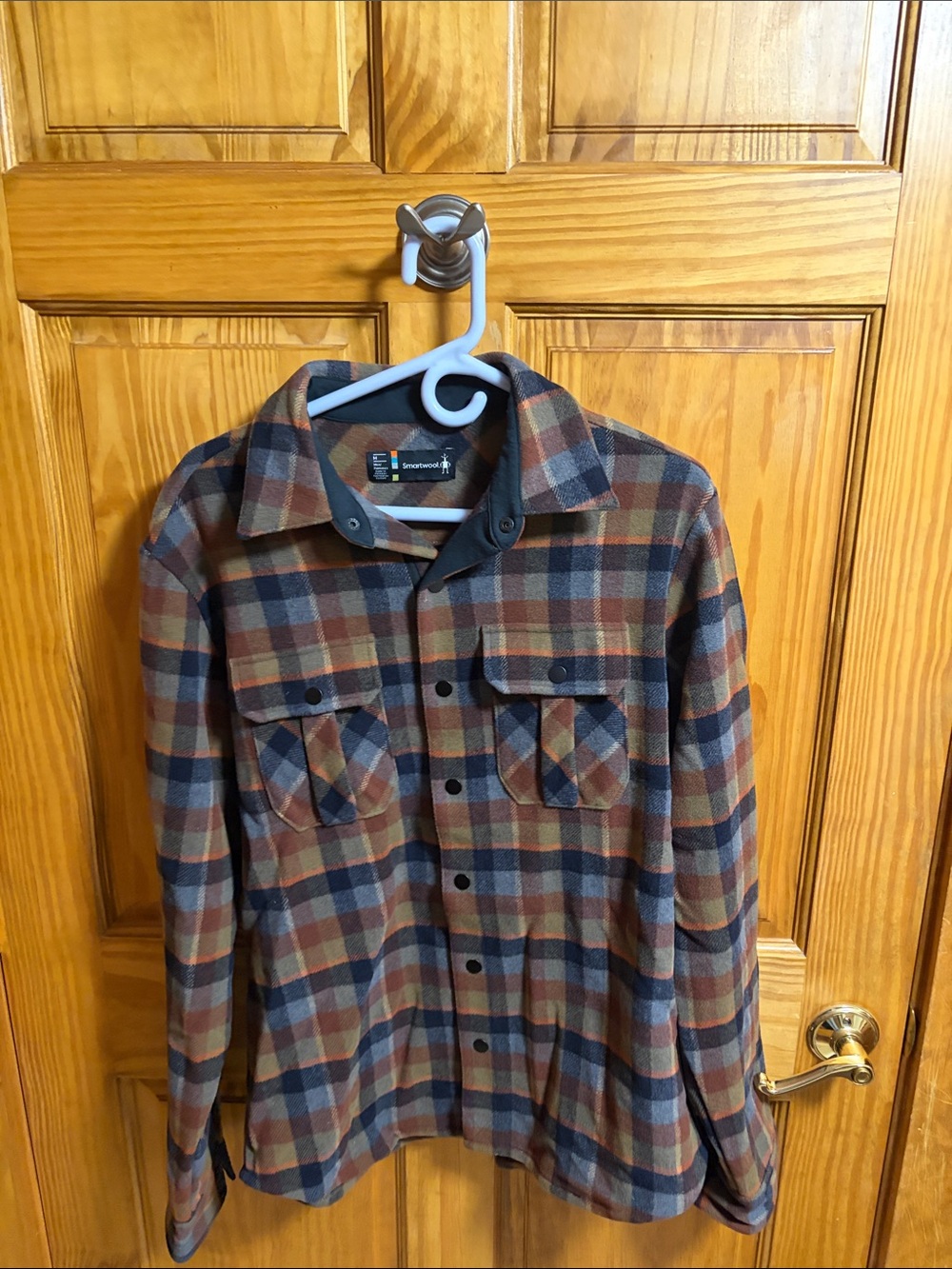 Smartwool Brown and Navy Plaid Lightweight Shirt Jacket